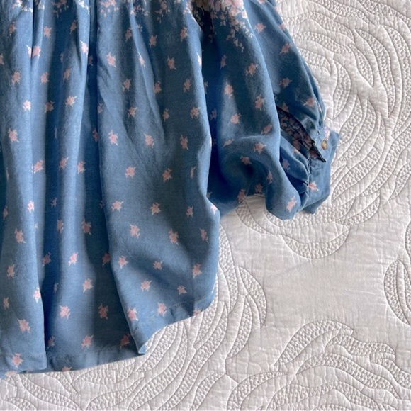 NWT - Free People - Joelle Printed Button Top - Chambray Combo - Picture 11 of 12